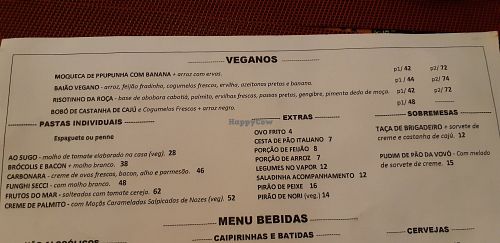 Vegan options at Dona Fulo in Guaruja