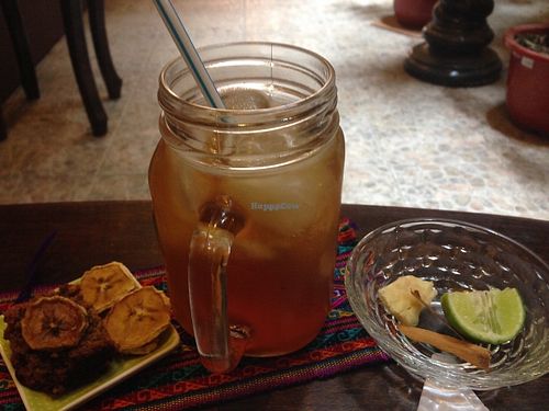 Lemongrass kombucha  at IncaZen Tea House in Otavalo