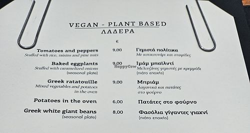 Menu section at Meteora in Kalampaka