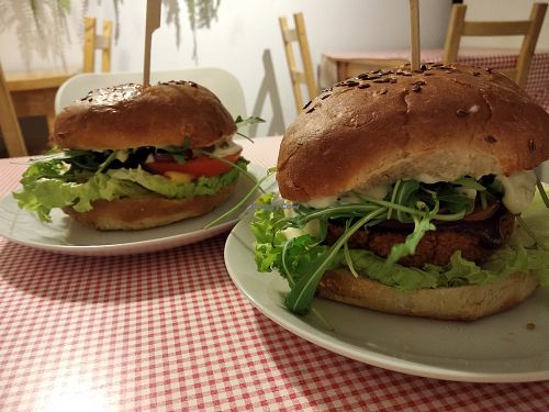 Jamie and tofu burger. Yum! at Wegeneracja in Grodzisk Mazowiecki