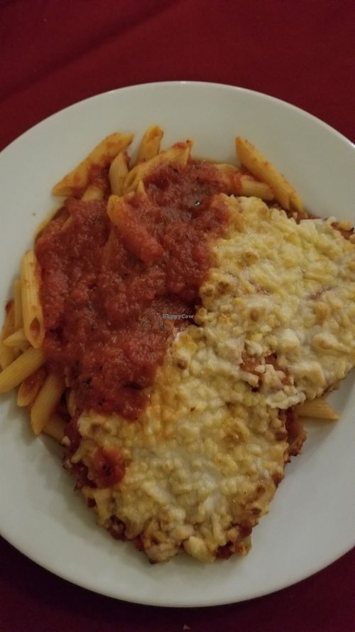 Vegan eggplant Parmigian at Pazzo Wood Fired Pizza in Wading River