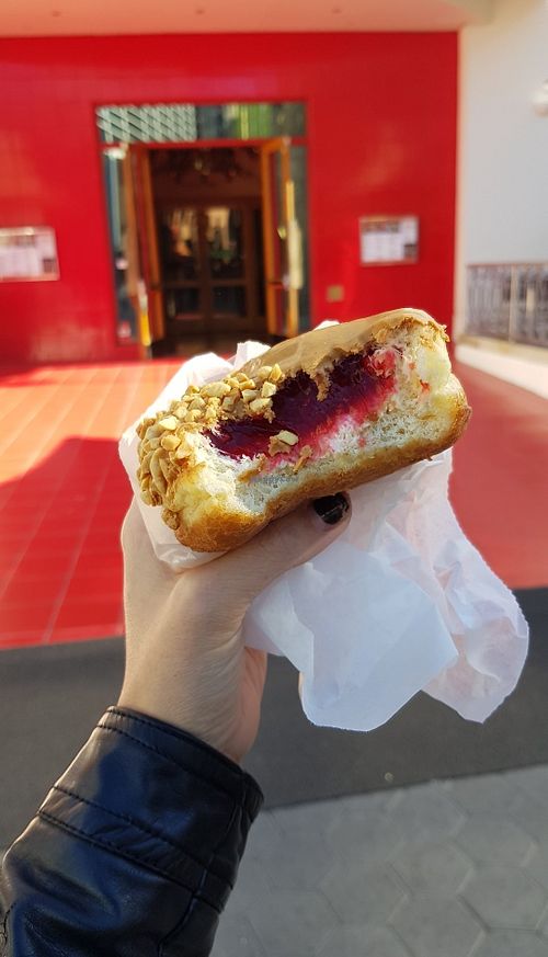 Vegan PB&J Doughnut 💚 at Voodoo Doughnut in Universal City