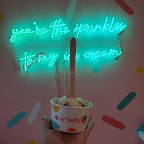 Turtle cheesecake ice cream & cute decor at Dear Bella Creamery in Hollywood