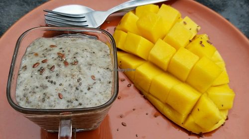 chia seed pudding with mango at Pure Vegan Heaven in Koh Phangan