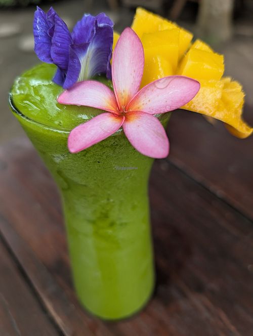 Green protein smoothie at Pure Vegan Heaven in Koh Phangan