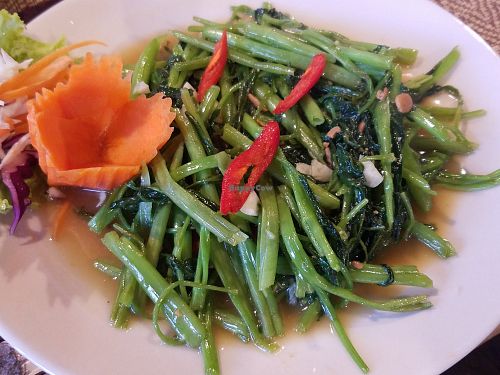 Fried morning glory at Pure Vegan Heaven in Koh Phangan