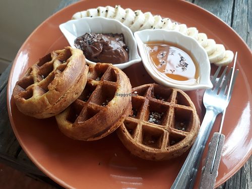 Sweet potato waffles at Pure Vegan Heaven in Koh Phangan