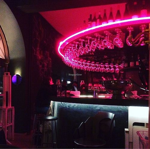 Part of the bar at Bistro Bananas in Stockholm