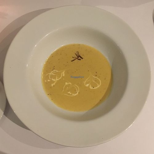 Degustation menu, dish 2: pumpkin ginger soup at Barat Vegeliciously Mediterranean in Kuala Lumpur