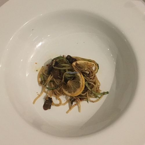 Degustation menu, dish 5: lemon zucchini aglio e olio at Barat Vegeliciously Mediterranean in Kuala Lumpur