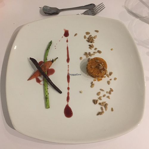 Degustation menu, dish 8: spiced couscous, asparagus and carrots at Barat Vegeliciously Mediterranean in Kuala Lumpur