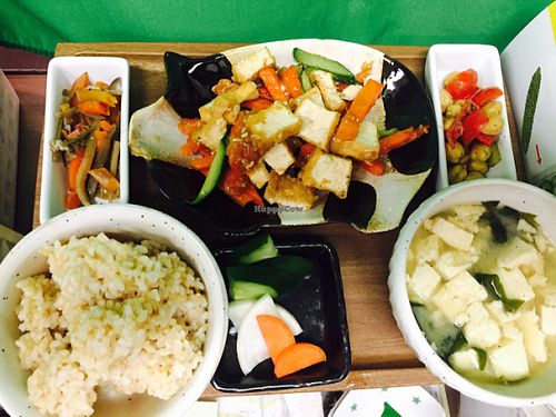 Menu of the day at SOJO Esperanto-Vegana Kafejo in Tokyo