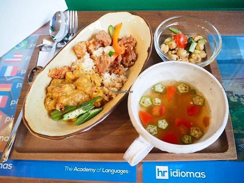 Menu of the day at SOJO Esperanto-Vegana Kafejo in Tokyo