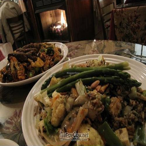 Delicious two amazing dishes Jambalaya in front of one of their wonderful fireplaces. at Everybody's Cafe in Stroudsburg