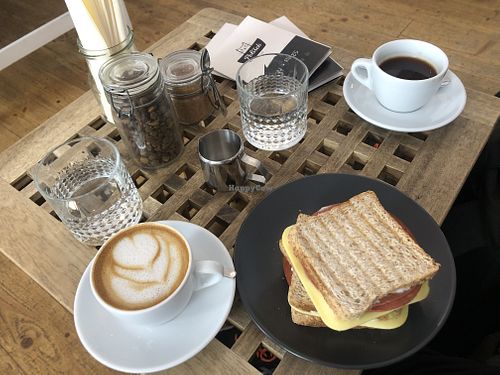 vegan toast and coffee at Pelíšek in Brno