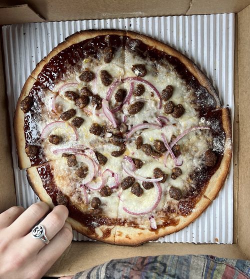 Delicious taste and really gooey vegan cheese  at Your Pie - Beechwood in Athens