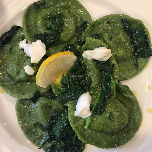 Spinach and ricotta ravioli in sage butter  at Piadina Genuina in East London