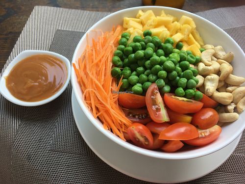 bowl with peanut sauce at The Veg - Organic Vego and Tea in Hanoi