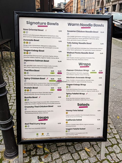 Menu outside of Beets&Roots at beets&roots in Berlin