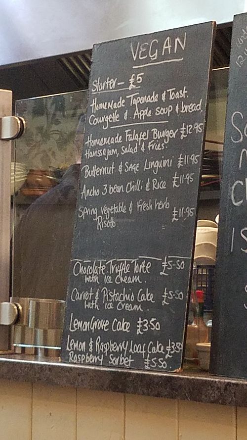 Vegan menu at The Allotment in Dover