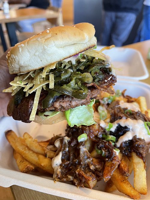Alamo Burger with animal fries   at J Selby's in St Paul