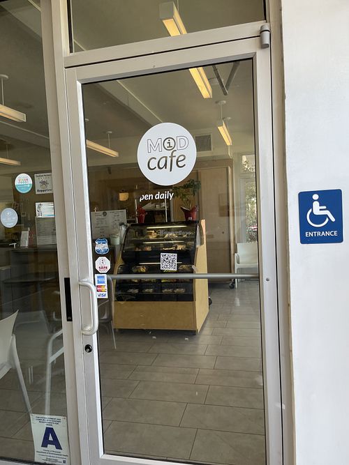 Outside #Veganuary at MidMod Cafe in Palm Springs