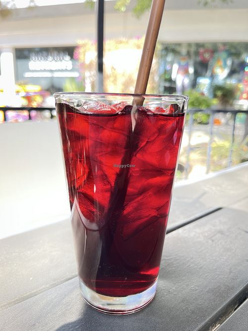 Iced hibiscus tea #Veganuary at MidMod Cafe in Palm Springs