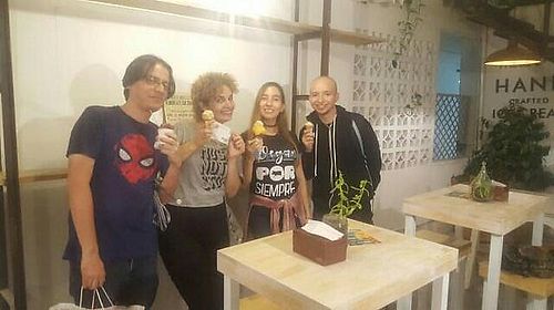 vegan ice cream with friends  at Moitre Helado Vegano in Medellin