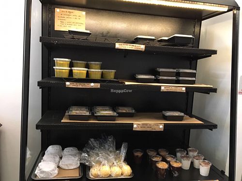 Food display at Vegano SP in Sao Paulo