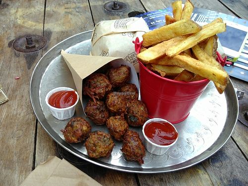 Tiny bajis and fries at Frankie Goes to Bollywood in South East London