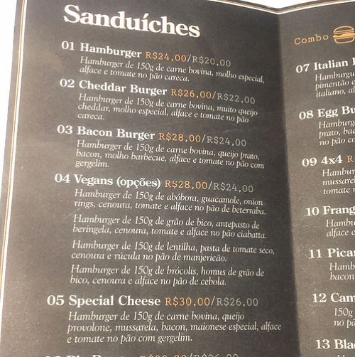 vegan options at Black Burger in Belo Horizonte