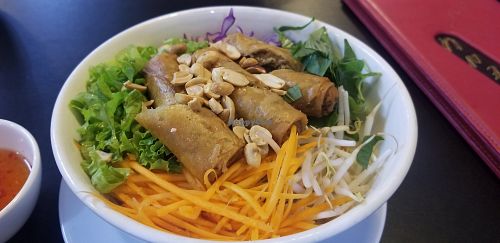 Spring rolls with Vermicelli at Veggie Saigon - Vietnam & Thai Vegan Restaurant in Ho Chi Minh City