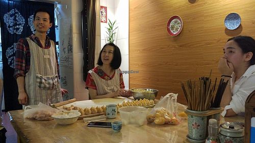 The owner at Gan Nan Vegetable Dumpling in Fuzhou