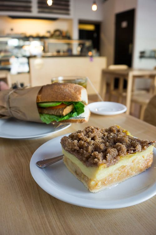 Apple Cake and Tempeh Sandwich at Lokal Dela Krem in Warsaw