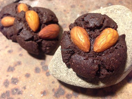 Chocolate and almond cookies. Or are they little aliens...  at Marta Kohvik in Tallinn