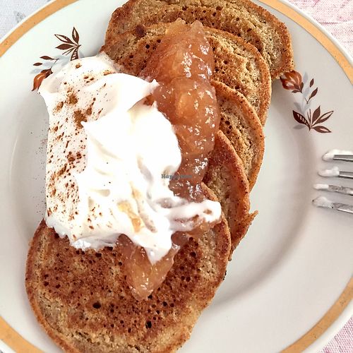 Sunday pancakes with jam and whipped cream at Marta Kohvik in Tallinn