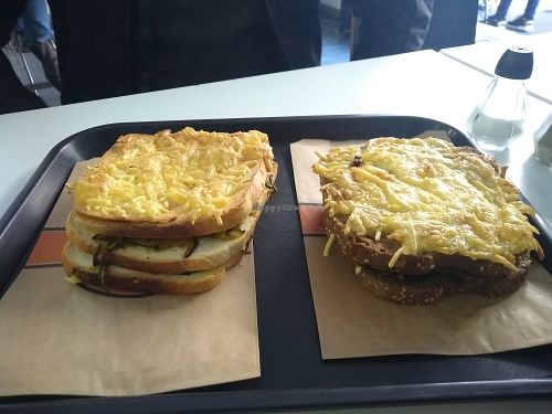 Curry Zucchini croque and mushroom croque at Veggie Corner in Toulouse
