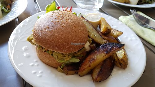 Burger and potatoes at Chez Vegetayelle and Co. in Toulouse