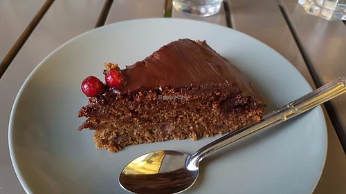 Chocolate, ginger and raspberry cake at Chez Vegetayelle and Co. in Toulouse