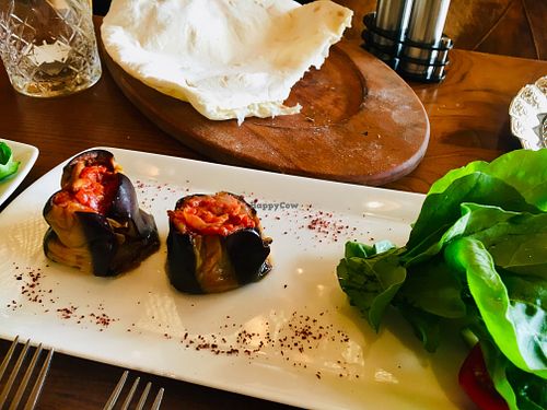 Delicious Vegan Stuffed Egg Plant at Constantine's Ark in Istanbul