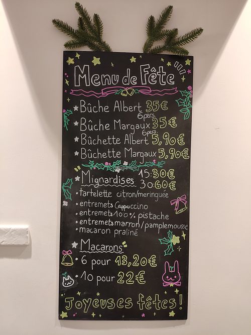Xmas menu at VG Pâtisserie in Paris