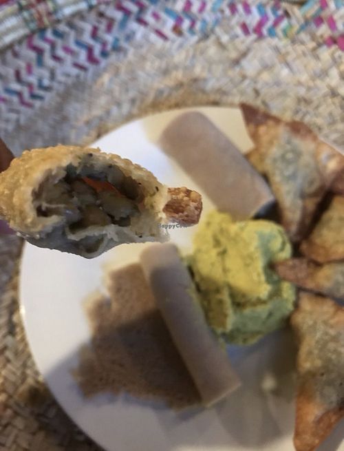 Inside veggie sambussas   at Ras Kassa's in Lafayette