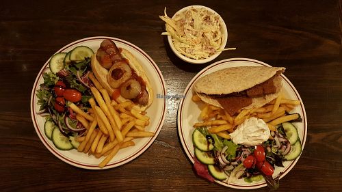 Hot dog (no mustard), doner kebab and a side of coleslaw at The Monument in Canterbury