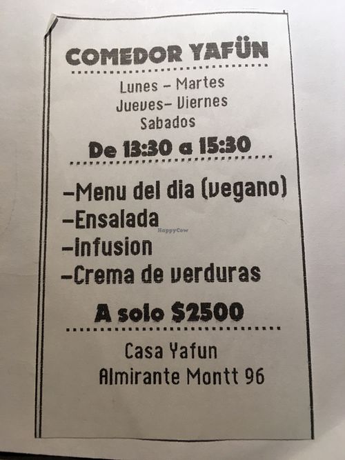 Open all day except Wednesday and Sunday at Komedor Yafun in Valparaiso