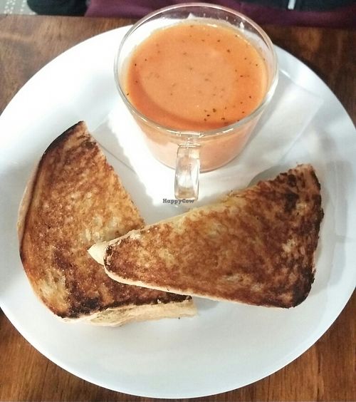 tomato soup and grilled cheese at Skull & Cakebones in Dripping Springs