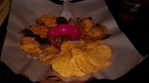 Vegan tapas (hummus, tapenade, tortillas, etc.) at L'Escalier in Montreal