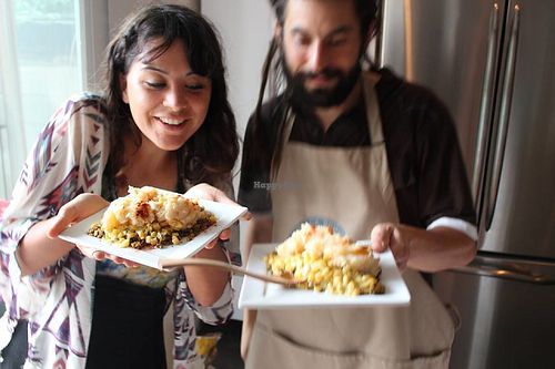 Joe (Le Raton Vege) and I (Squitti.org) at Le Raton Végé Traiteur Vegan in Montreal