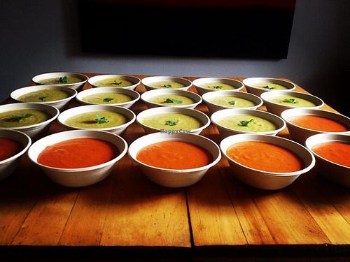 Vegan soups at Le Raton Végé Traiteur Vegan in Montreal