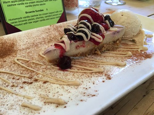 raspberry cheesecake with vanilla ice cream, dream worthy  at The Present Moment Cafe and Market in St Augustine