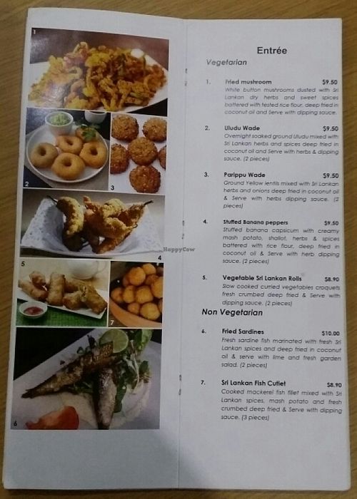 vego menu 2 at Ceylon Dine in Style in South Brisbane